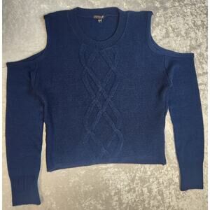 Copper Key Cut-Out Sweater-Blue-Size Small